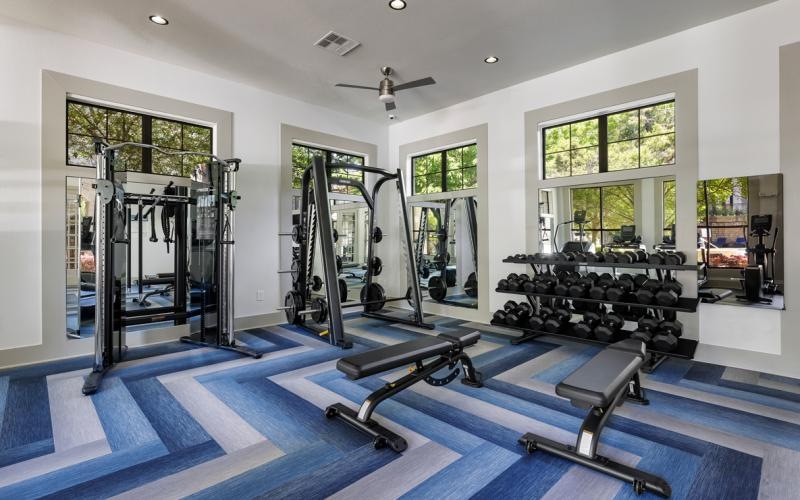 a gym with exercise equipment